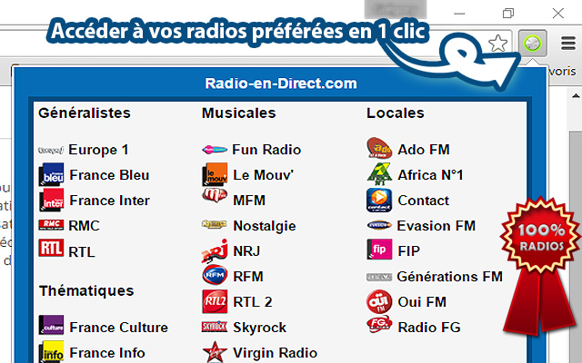 Radio en Direct.com  from Chrome web store to be run with OffiDocs Chromium online