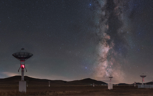 Radio Telescopes Under Milky Way  from Chrome web store to be run with OffiDocs Chromium online