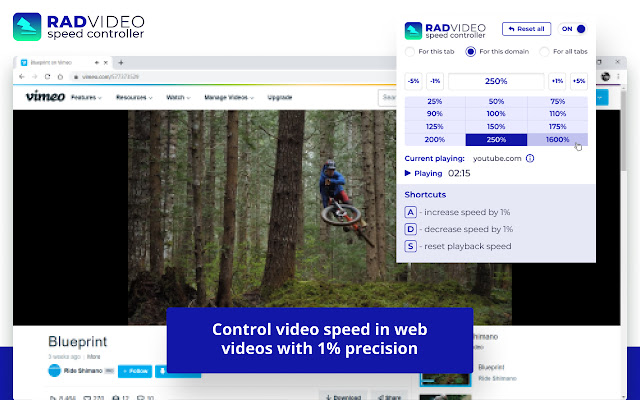 Rad Video Speed Controller  from Chrome web store to be run with OffiDocs Chromium online