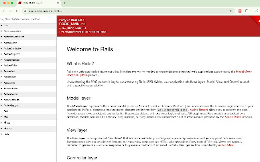 Rails API Docs Opener  from Chrome web store to be run with OffiDocs Chromium online