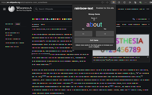 rainbow text  from Chrome web store to be run with OffiDocs Chromium online