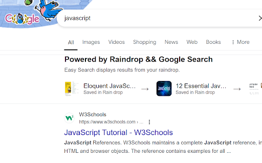 Raindrop  Google Search  from Chrome web store to be run with OffiDocs Chromium online