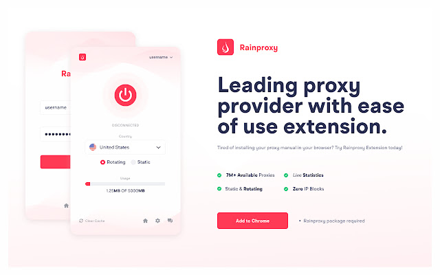 RainProxy Extension  from Chrome web store to be run with OffiDocs Chromium online