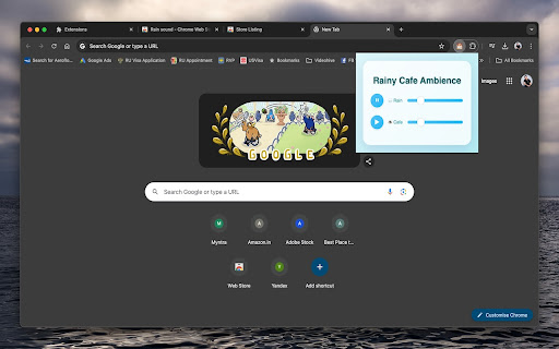 Rainy Cafe Ambience  from Chrome web store to be run with OffiDocs Chromium online