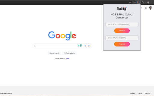 RALify NCS to RAL Colour Converter  from Chrome web store to be run with OffiDocs Chromium online