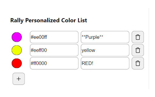 Rally Color Picker  from Chrome web store to be run with OffiDocs Chromium online