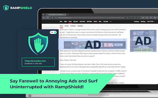 RampShield Adblock  from Chrome web store to be run with OffiDocs Chromium online