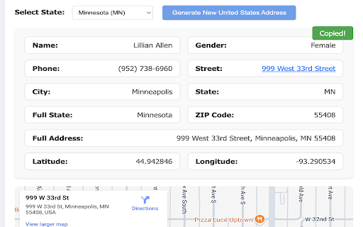Random Address Generator  from Chrome web store to be run with OffiDocs Chromium online