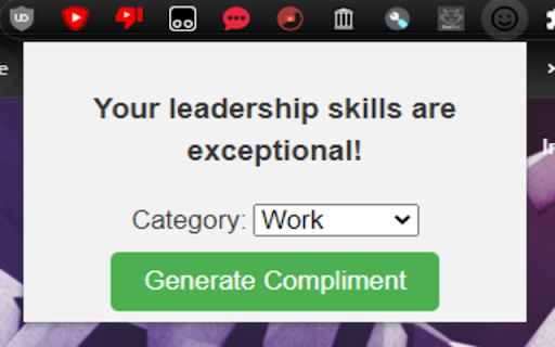 Random Compliment Generator  from Chrome web store to be run with OffiDocs Chromium online