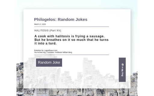 Random Jokes from the Worlds Oldest Jokebook  from Chrome web store to be run with OffiDocs Chromium online