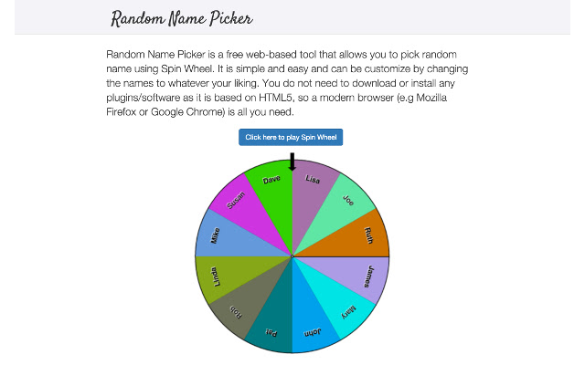 Random Name Picker  from Chrome web store to be run with OffiDocs Chromium online