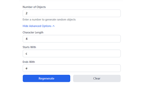 Random Object Generator  from Chrome web store to be run with OffiDocs Chromium online