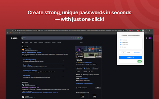 Random Password Creator  from Chrome web store to be run with OffiDocs Chromium online