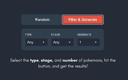 Random Pokémon Generator  from Chrome web store to be run with OffiDocs Chromium online