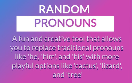 Random Pronouns  from Chrome web store to be run with OffiDocs Chromium online
