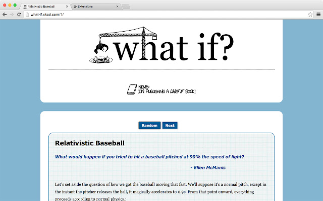 Random "xkcd: what if?"  from Chrome web store to be run with OffiDocs Chromium online