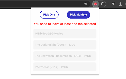 Random Tab Picker  from Chrome web store to be run with OffiDocs Chromium online