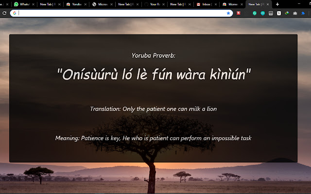 Zufällige Yoruba-Sprichwörter aus dem Chrome-Webshop, die mit OffiDocs Chromium online ausgeführt werden sollen