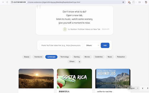Random YouTube Videos on New Tab  from Chrome web store to be run with OffiDocs Chromium online
