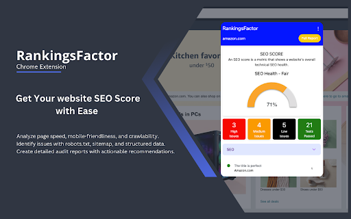 Rankingsfactor  from Chrome web store to be run with OffiDocs Chromium online