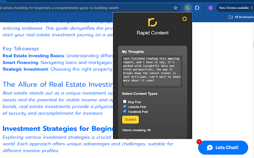 Rapid Content  from Chrome web store to be run with OffiDocs Chromium online