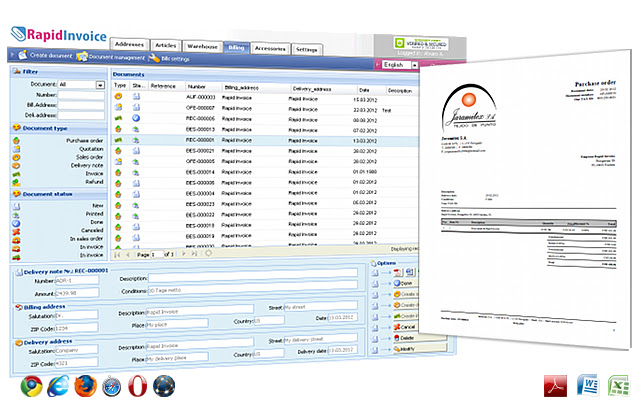 Rapid Invoice ออกใบแจ้งหนี้ออนไลน์ฟรีจาก Chrome เว็บสโตร์เพื่อใช้งานกับ OffiDocs Chromium ออนไลน์