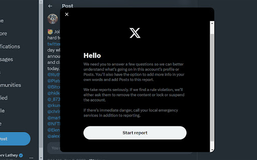 RapidReport for Twitter  from Chrome web store to be run with OffiDocs Chromium online