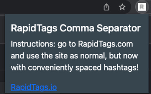 Rapid Tags Comma Separator  from Chrome web store to be run with OffiDocs Chromium online