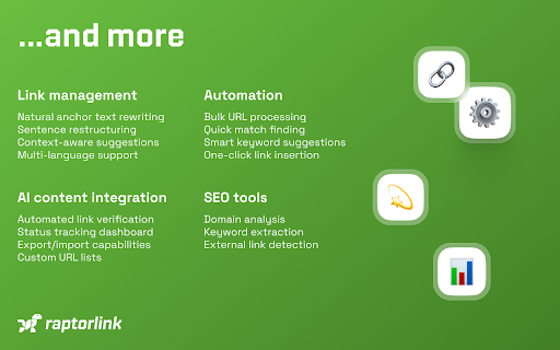 RaptorlinkSEO link building extension  from Chrome web store to be run with OffiDocs Chromium online