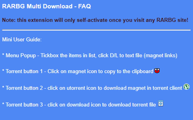 RARBG Multi Download  from Chrome web store to be run with OffiDocs Chromium online