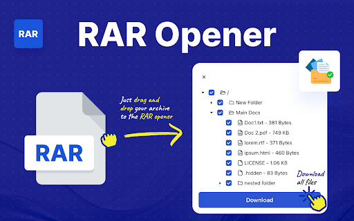 RAR Opener  from Chrome web store to be run with OffiDocs Chromium online