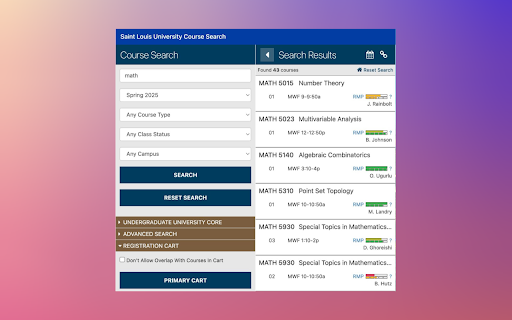 Rate My Professors x Courses@SLU Injector  from Chrome web store to be run with OffiDocs Chromium online