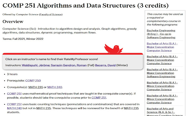 RateMyProfs Mcgill  from Chrome web store to be run with OffiDocs Chromium online