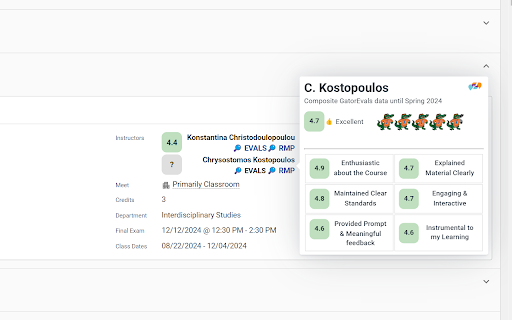 Rate My PrUFessors  from Chrome web store to be run with OffiDocs Chromium online