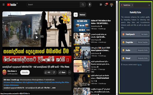 RateMyTube  from Chrome web store to be run with OffiDocs Chromium online