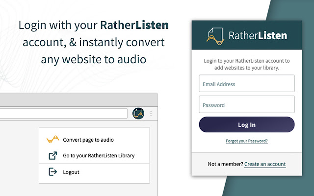 RatherListen  from Chrome web store to be run with OffiDocs Chromium online