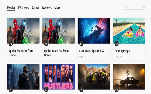 RatingsNow Popular Movies, TV Shows  Games  from Chrome web store to be run with OffiDocs Chromium online