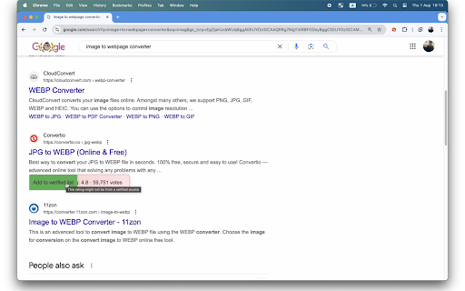 RatingVerifier  from Chrome web store to be run with OffiDocs Chromium online