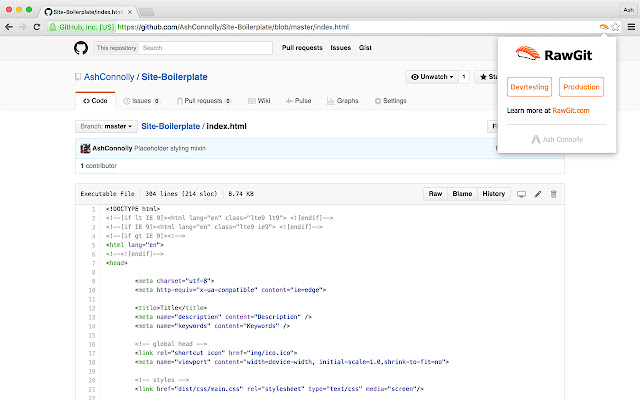 RawGit for Github  from Chrome web store to be run with OffiDocs Chromium online