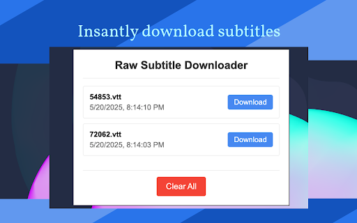 Raw Subtitle Downloader  from Chrome web store to be run with OffiDocs Chromium online
