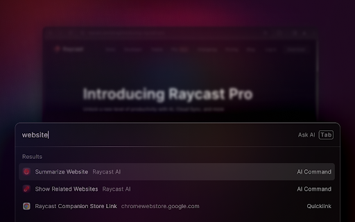 Raycast Companion  from Chrome web store to be run with OffiDocs Chromium online