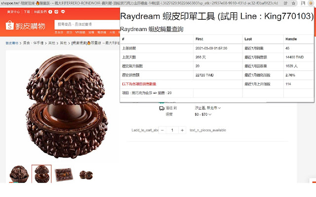 RaydreamShopee銷量分析  from Chrome web store to be run with OffiDocs Chromium online