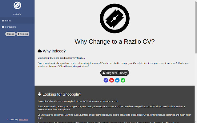 raziloCV Cloud CV (Resume) System  from Chrome web store to be run with OffiDocs Chromium online