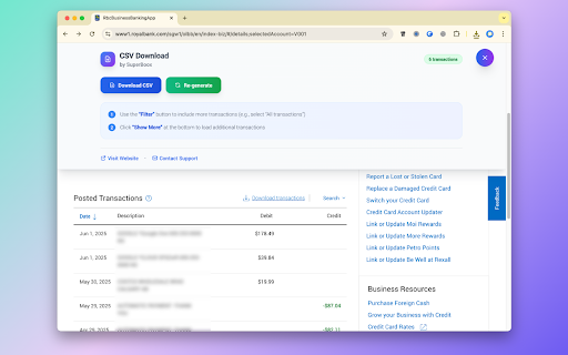 RBC Bank Transactions to CSV  from Chrome web store to be run with OffiDocs Chromium online