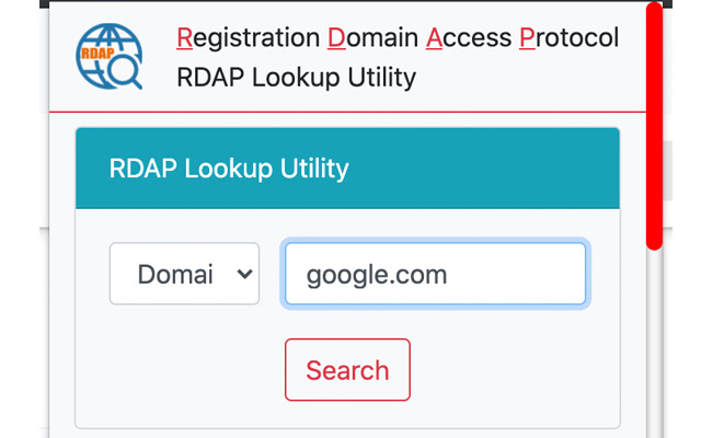 RDAP Lookup Utility  from Chrome web store to be run with OffiDocs Chromium online