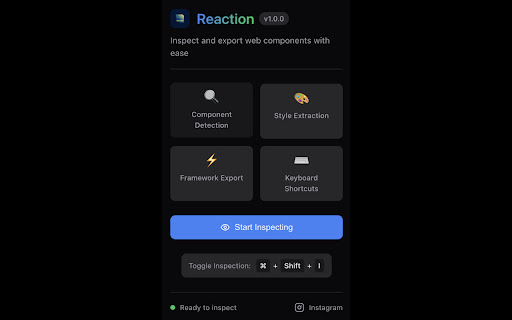 Reaction Web Component Inspector  from Chrome web store to be run with OffiDocs Chromium online