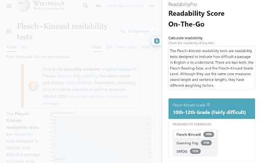 ReadabilityPro Readability Score On The Go  from Chrome web store to be run with OffiDocs Chromium online