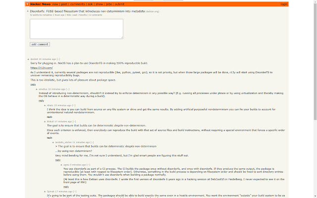 Readable Hacker News Comments  from Chrome web store to be run with OffiDocs Chromium online