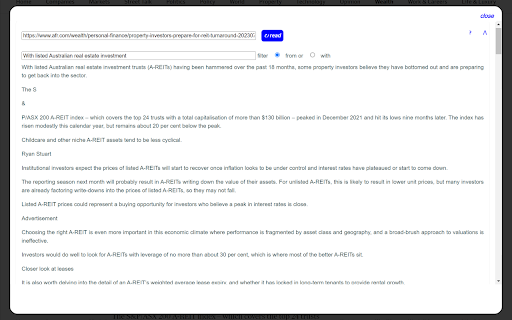 Read Clean Text  from Chrome web store to be run with OffiDocs Chromium online