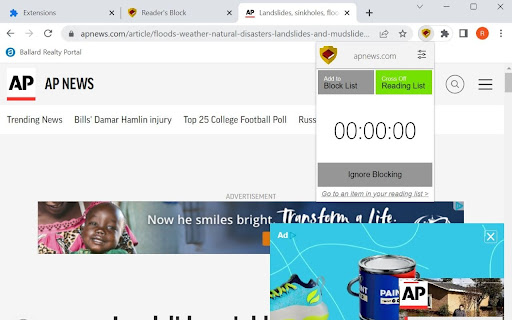 Readers Block  from Chrome web store to be run with OffiDocs Chromium online